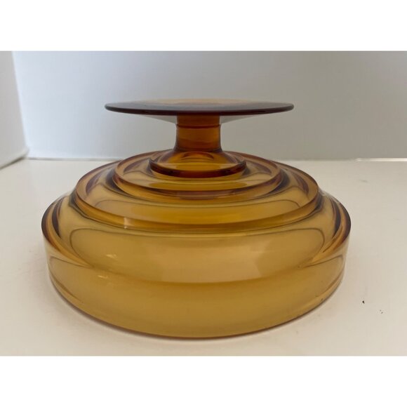 Clear Dark Amber Pedestal Covered Compote Candy Dish 6” Extra Nice - Picture 6 of 11
